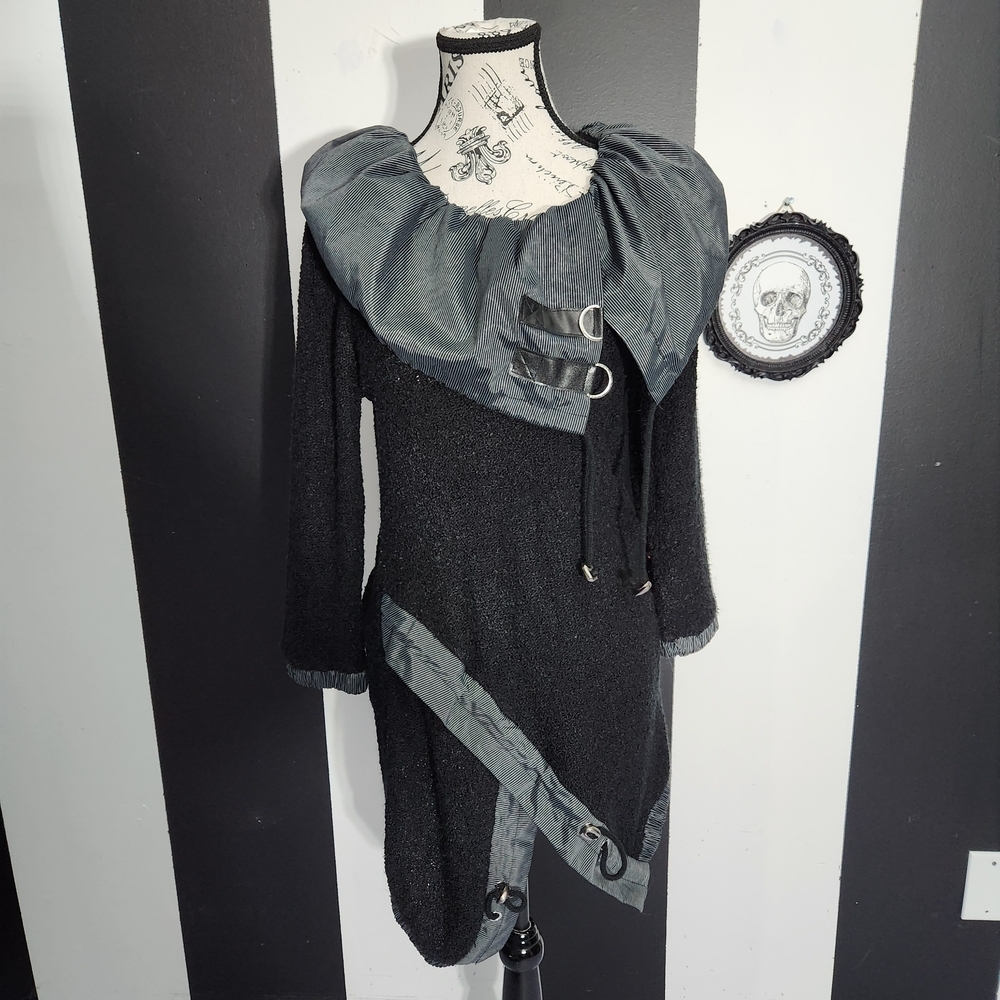 Chic Black and Gray Women's Cowl Neck Sweater
